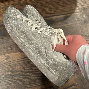 SCHUTZ Silver Glitter Sneakers
